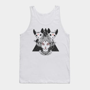 Geisha With Two Sphynx Cats And Snake Tank Top